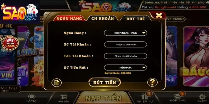 Các bước rút tiền SAOWIN an toàn tuyệt đối cho người mới 2 Các bước rút tiền SAOWIN đơn giản an toàn cho người chơi